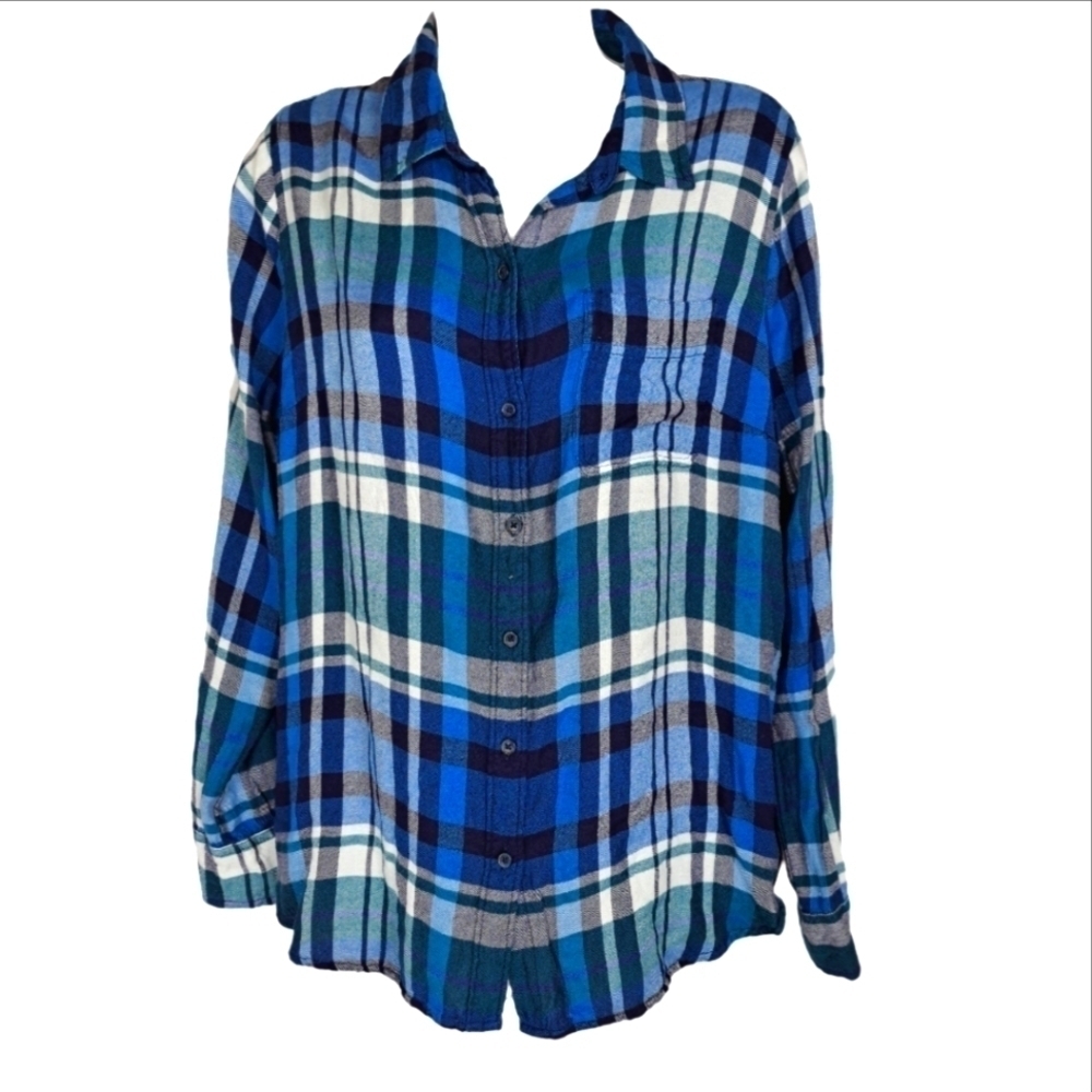 Lucky Brand Plaid‎ Blue Button Down Shirt